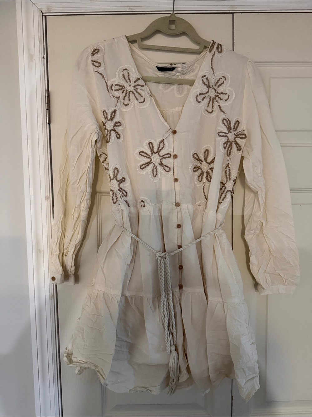 Zara Cream Embroidered Tunic